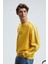 LEIF Erkek Kolları Biyeli Önü Baskılı Yuvarlak Yaka Oversize Sarı Sweatshirt 6