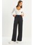 Kadın Yüksek Bel Lastikli Bağcıklı Dökümlü Bol Paça Pantolon 1