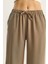 Kadın Yüksek Bel Beli Lastikli Bağlama Detaylı Cepli Kumaş Bol Pantolon 5