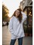 Kadın Oversize % 100 Pamuk Içi Polarlı Yumuşak Dokulu Basic Kapüşonlu Sweatshirt 4