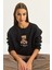 Kadın Teddy Nakış Detaylı Üç Iplik Şardonlu Sweatshirt 2
