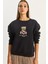 Kadın Teddy Nakış Detaylı Üç Iplik Şardonlu Sweatshirt 5