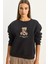 Kadın Teddy Nakış Detaylı Üç Iplik Şardonlu Sweatshirt 6