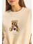 Kadın Teddy Nakış Detaylı Üç Iplik Şardonlu Sweatshirt 6