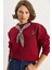 Kadın Fular Detaylı Ceylan Naıkışlı Üç Iplik Şardonlu Oversize Sweatshirt 1
