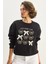Kadın Fiyonk Nakışlı Kurdele Aksesuarlı Üç Iplik Şardonlu Sweatshirt 1