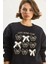 Kadın Fiyonk Nakışlı Kurdele Aksesuarlı Üç Iplik Şardonlu Sweatshirt 5