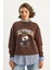 Kadın Bisiklet Yaka Teddy Nakışlı Baskı Detaylı Relaxed Sweatshirt 4