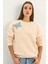 Kadın Bisiklet Yaka Kelebek Aksesuarlı Taş Işlemeli Üç Iplik Şadonlu Sweatshirt 3