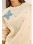 Kadın Bisiklet Yaka Kelebek Aksesuarlı Taş Işlemeli Üç Iplik Şadonlu Sweatshirt 6