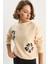 Kadın Bisiklet Yaka Çiçek Nakışlı Üç Iplik Şardonlu Sweatshirt 2