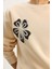Kadın Bisiklet Yaka Çiçek Nakışlı Üç Iplik Şardonlu Sweatshirt 6