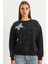 Kadın Bisiklet Yaka Kelebek Aksesuarlı Taş Işlemeli Üç Iplik Şadonlu Sweatshirt 5