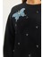 Kadın Bisiklet Yaka Kelebek Aksesuarlı Taş Işlemeli Üç Iplik Şadonlu Sweatshirt 6