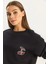Kadın Bisiklet Yaka Kiraz Taş Işlemeli Üç Iplik Şardonlu Sweatshirt 5