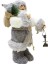 Yılbaşı Dekoru Gri Kürklü Noel Baba Figürlü Süsleme Aksesuarı 30 Cm 3