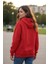 Kadın Oversize % 100 Pamuk Içi Polarlı Yumuşak Dokulu Basic Kapüşonlu Sweatshirt 5