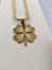 4 Yapraklı Yonca Model Kalın Zincirli Gold Renk Çelik Kolye 1