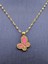 Pembe/gold Kelebek Model Çelik Kolye 1