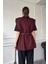 Omuz Vatkalı Kemerli Kumaş Yelek- Bordo 7