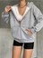 Kadın Fermuarlı Oversize Sweat Hırka 3