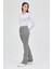 Gri Straight/Düz Kesim Yüksek Bel Nervür Dikişli Örme Pantolon TCR-6873A 9