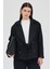 Siyah Kruvaze Yaka Çift Düğmeli Kaşe Kadın Ceket 8069A 7