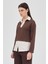 Kahve Gömlek Yaka Detaylı Triko Bluz 8241A 3