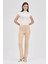 Bej Straight/Düz Kesim Yüksek Bel Nervür Dikişli Örme Pantolon TCR-6873A 9