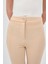Bej Straight/Düz Kesim Yüksek Bel Nervür Dikişli Örme Pantolon TCR-6873A 12
