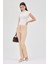 Bej Straight/Düz Kesim Yüksek Bel Nervür Dikişli Örme Pantolon TCR-6873A 13