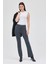 Füme Straight/Düz Kesim Yüksek Bel Nervür Dikişli Örme Pantolon TCR-6873A 14