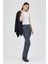 Füme Straight/Düz Kesim Yüksek Bel Nervür Dikişli Örme Pantolon TCR-6873A 15