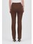 Kahve Straight/Düz Kesim Yüksek Bel Nervür Dikişli Örme Pantolon TCR-6873A 12