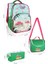 Flamingo 3'lü Okul Çanta Seti Kız Çocuklar İçin Astarlı Pedli Tekstil Yeşil-Pembe 12