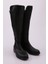 508-22K Kadin Arkasi Stretch Yan Taşli Şerit Knee High Flats Çizme 6