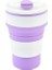 350ML/500ML Silikon Katlanır Kupa Kapak Kahve Seyahati Dışarıda Taşınabilir Su Içme Çay Dağı Kapasite: 500ML/RENK: Mor Beyaz (Yurt Dışından) 1