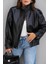 Siyah Dik Yaka Suni Deri Ceket 3