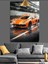 Turuncu Spor Araba Hızla Gidiyor Dekoratif Kanvas - Mdf Ahşap Tablo 1