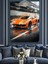 Turuncu Spor Araba Hızla Gidiyor Dekoratif Kanvas - Mdf Ahşap Tablo 2
