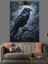 Koyu Siyah Tüylü Bir Büyük Kuzgun Dekoratif Kanvas - Mdf Ahşap Tablo 5