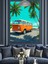 Palmiye Ağaçları Altında Retro Karavan Dekoratif Kanvas - Mdf Ahşap Tablo 5