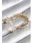 Pirinç Gold Renk Zirkon Taşlı Halka Model Kadın Küpe - TJ-BKP8609 3