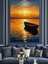 Gün Batımında Denizde Yalnız Tekne Dekoratif Kanvas - Mdf Ahşap Tablo 3