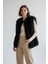 Siyah Kadın Nell Tiftik Tüy Bol Kesim Yelek 1