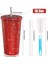 750ML Yeniden Kullanılabilir Saman Kupası Çift Katmanlı Termos Kurı Kadınlar Glitter Cup Su Şişesi Si Kapaklı Rhinestone Paslanmaz Çelik Kapasite: 500ML/RENK: Kırmızı (Yurt Dışından) 1