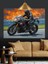 Motosikletçi Hız Yol Karanlık Dekoratif Kanvas - Mdf Ahşap Tablo 2