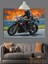 Motosikletçi Hız Yol Karanlık Dekoratif Kanvas - Mdf Ahşap Tablo 4
