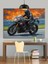 Motosikletçi Hız Yol Karanlık Dekoratif Kanvas - Mdf Ahşap Tablo 5