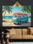 Mavi Klasik Minibüs Plaj Dekoratif Kanvas - Mdf Ahşap Tablo 3